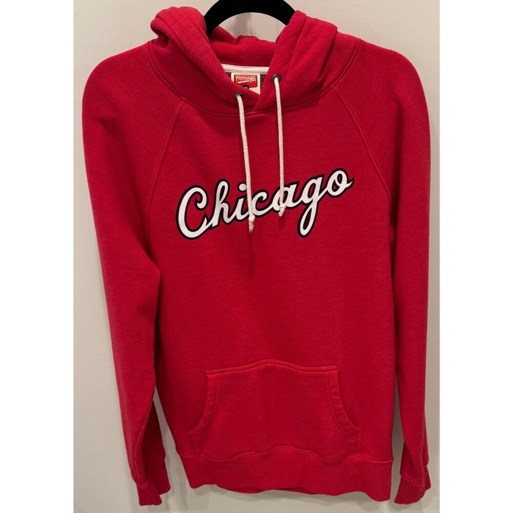Chicago Bulls - Homage Hooded Sweatshirt Hoodie - Men's Medium - Chicago Script